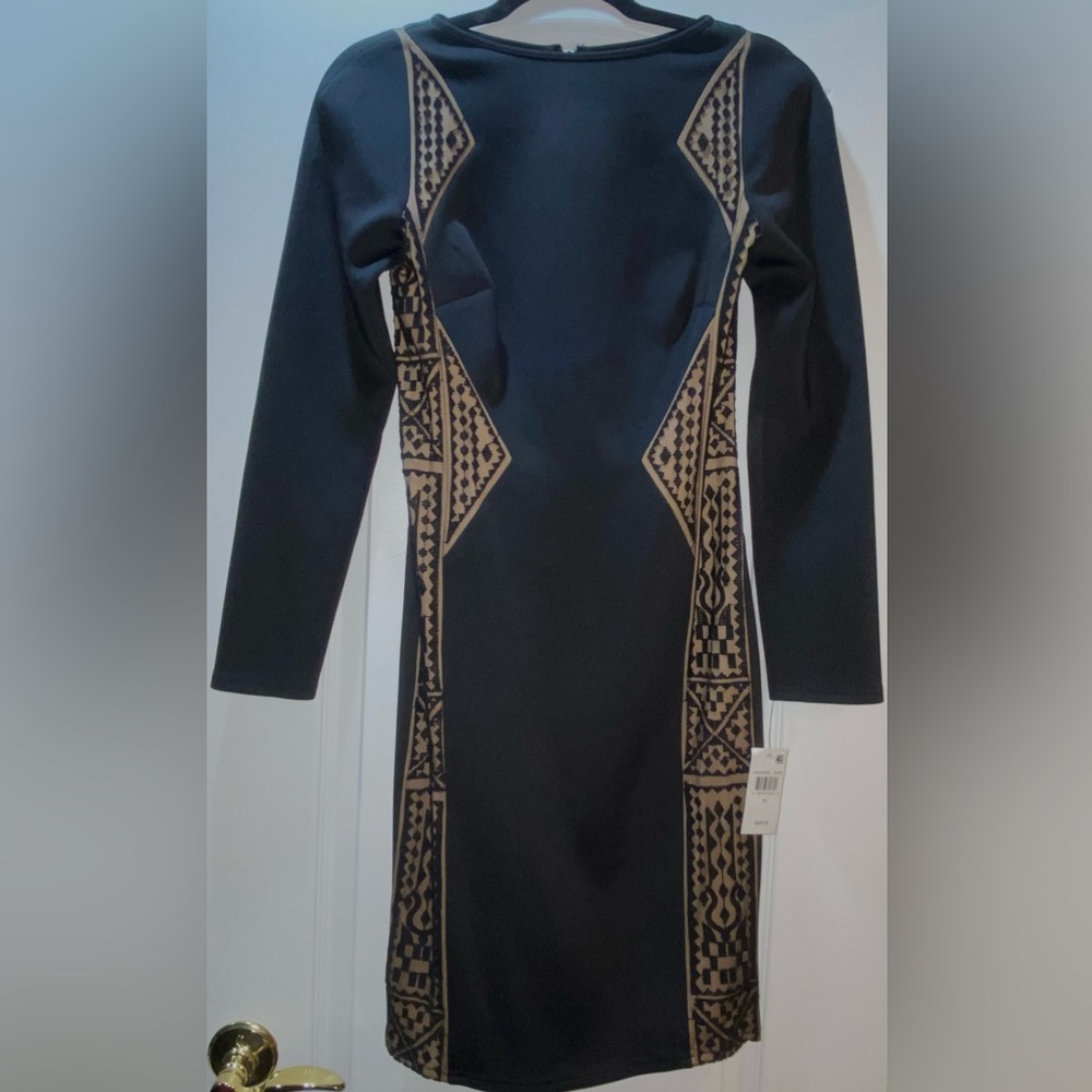 Tadashi Shoji Black Long Sleeve Fitted Dress